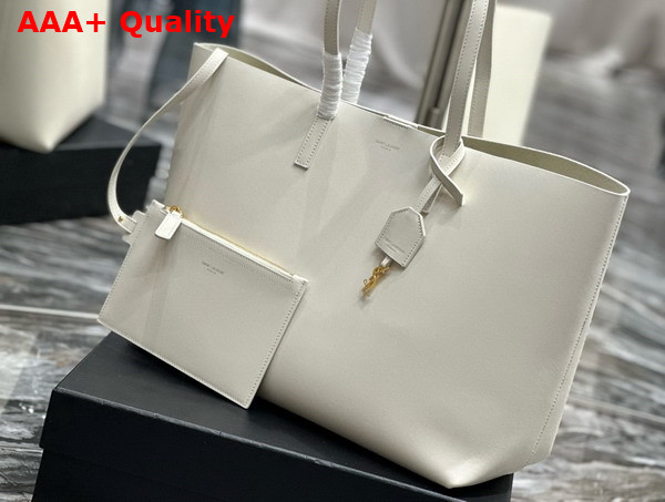 Saint Laurent Large Shopping Tote in Blanc Vintage Saint Laurent Leather Replica