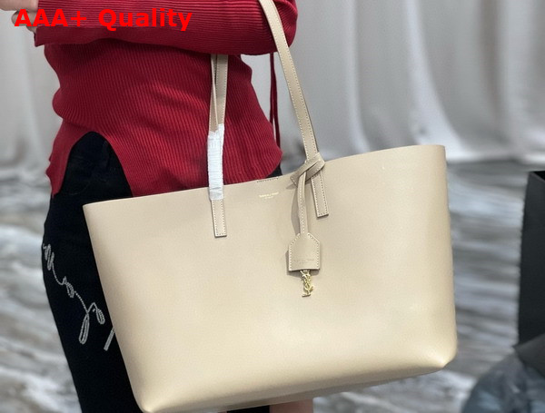 Saint Laurent Large Shopping Tote in Dark Beige Saint Laurent Leather Replica