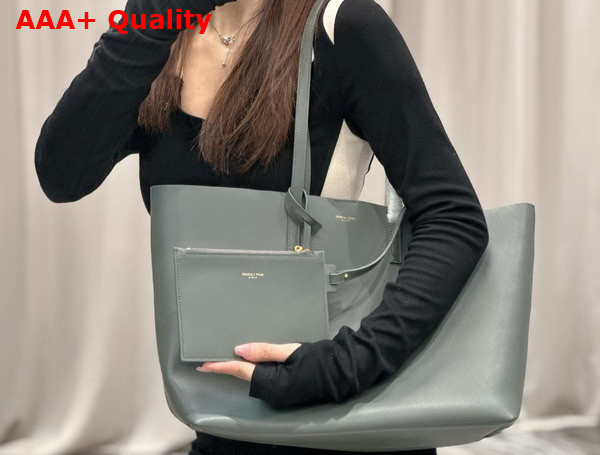Saint Laurent Large Shopping Tote in Storm Saint Laurent Leather Replica