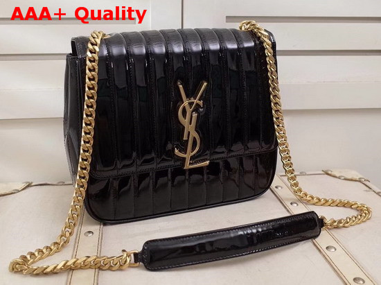 Saint Laurent Large Vicky Bag in Black Patent Leather Replica