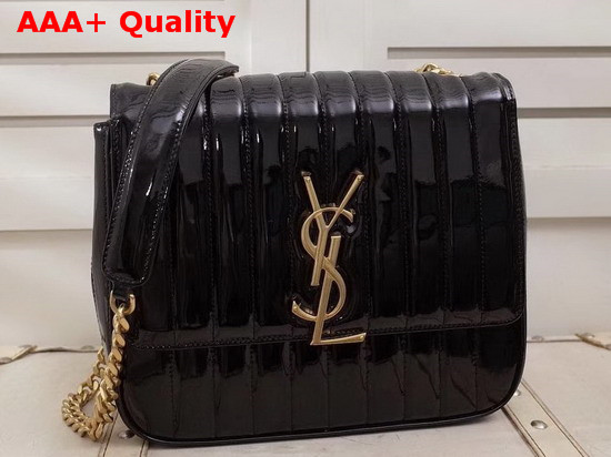 Saint Laurent Large Vicky Bag in Black Patent Leather Replica