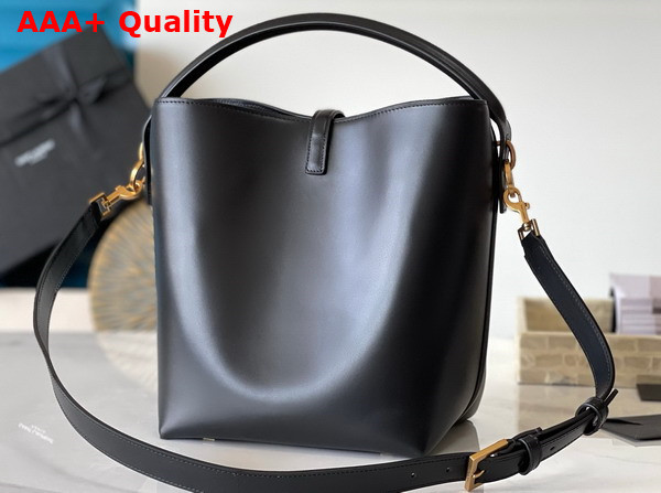 Saint Laurent Le 37 Bucket Bag in Black Shiny Leather Replica