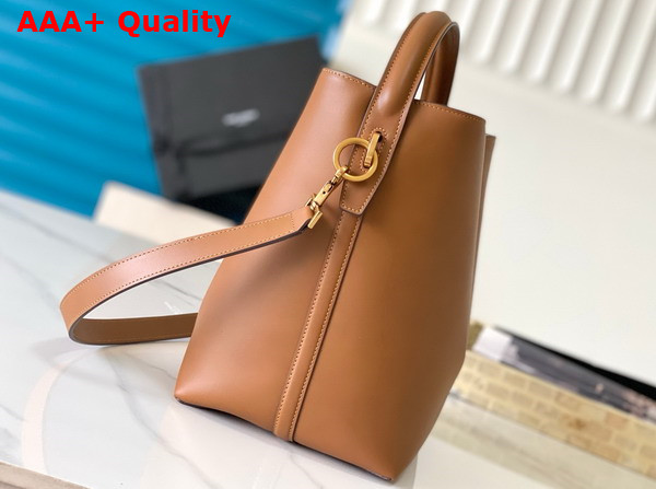 Saint Laurent Le 37 Bucket Bag in Dark Cork Shiny Leather Replica