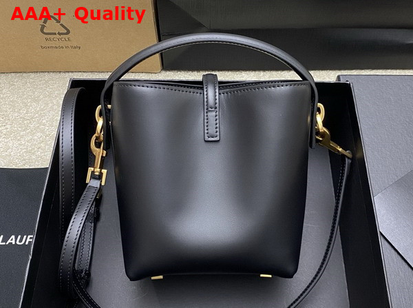 Saint Laurent Le 37 Mini Bucket Bag in Black Shiny Leather Replica