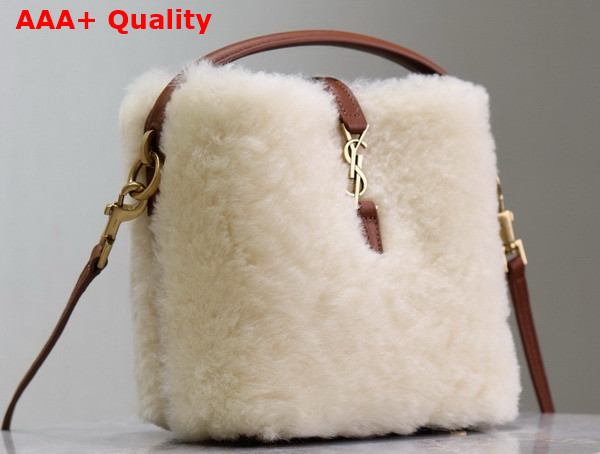 Saint Laurent Le 37 Mini in Shearling Cream Beige and Brick Replica