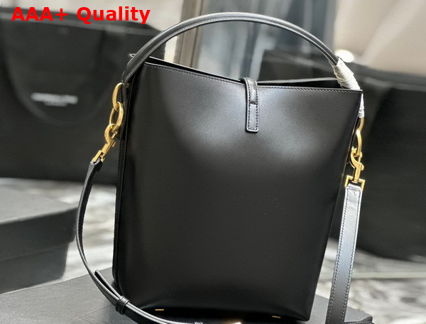 Saint Laurent Le 5 A 7 Bucket Bag in Black Smooth Leather Replica