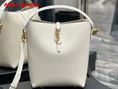 Saint Laurent Le 5 A 7 Bucket Bag in White Smooth Leather Replica