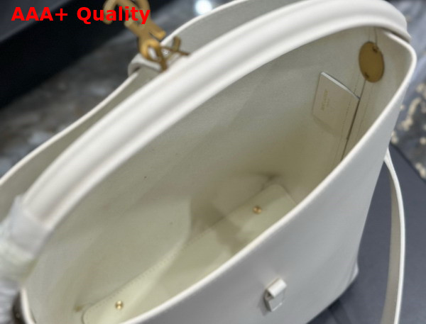 Saint Laurent Le 5 A 7 Bucket Bag in White Smooth Leather Replica