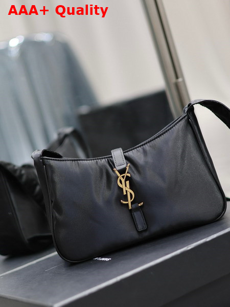 Saint Laurent Le 5 A 7 Crossbody Bag in in Black Econyl Regenerated Nylon with Gold Metal Replica