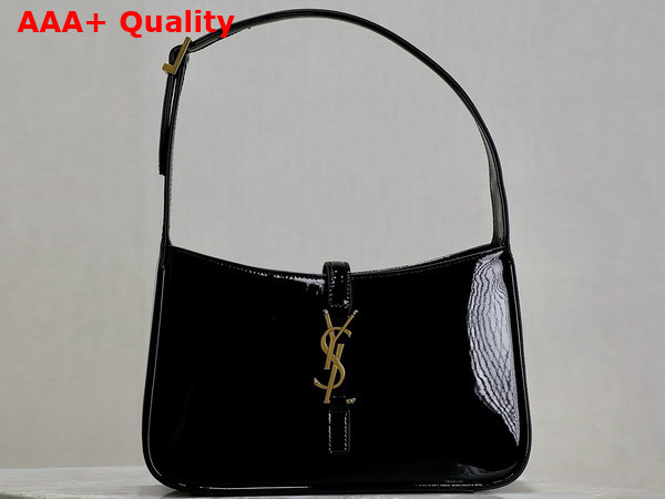 Saint Laurent Le 5 A 7 Hobo Bag in Black Patent Leather Replica