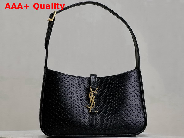 Saint Laurent Le 5 A 7 Hobo Bag in Black Python Embossed Leather Replica