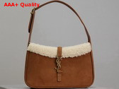 Saint Laurent Le 5 A 7 Hobo Bag in Caramel Cognac Suede and Sheepskin Replica