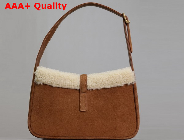 Saint Laurent Le 5 A 7 Hobo Bag in Caramel Cognac Suede and Sheepskin Replica