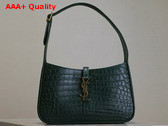 Saint Laurent Le 5 A 7 Hobo Bag in Green Crocodile Embossed Shiny Leather Replica