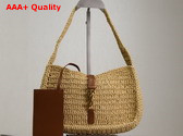 Saint Laurent Le 5 A 7 Hobo Bag in Raffia Natural and Brick Replica