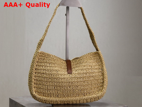 Saint Laurent Le 5 A 7 Hobo Bag in Raffia Natural and Brick Replica