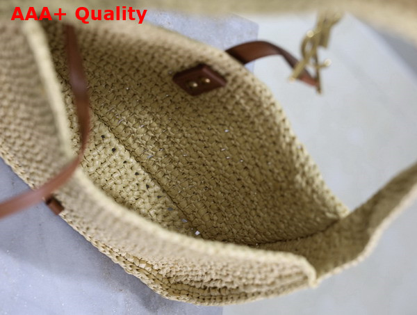 Saint Laurent Le 5 A 7 Hobo Bag in Raffia Natural and Brick Replica