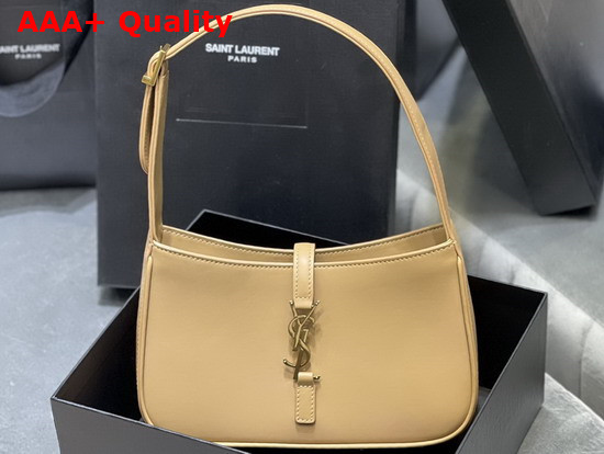 Saint Laurent Le 5 A 7 Hobo Bag in Vegetable Tanned Leather Brown Gold Replica