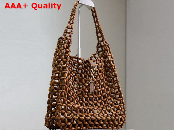 Saint Laurent Le 5 A 7 Large in Wood Beads Light Wood Replica