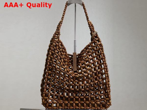 Saint Laurent Le 5 A 7 Large in Wood Beads Light Wood Replica