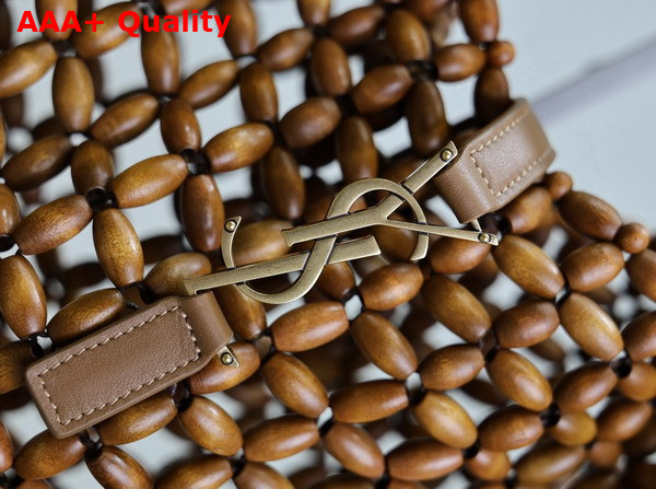 Saint Laurent Le 5 A 7 Large in Wood Beads Light Wood Replica