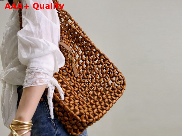 Saint Laurent Le 5 A 7 Large in Wood Beads Light Wood Replica