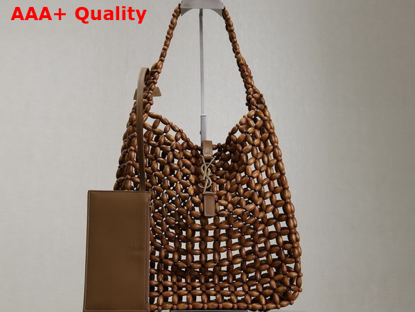 Saint Laurent Le 5 A 7 Large in Wood Beads Light Wood Replica