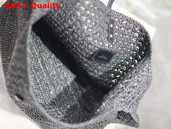 Saint Laurent Le 5 A 7 Medium Tote in Black Raffia Replica