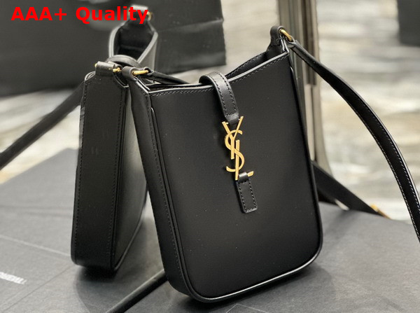 Saint Laurent Le 5 A 7 Mini Vertical in Black Vegetable Tanned Leather Replica