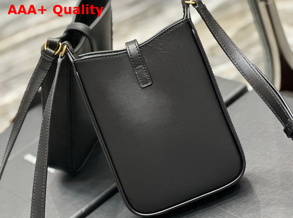 Saint Laurent Le 5 A 7 Mini Vertical in Black Vegetable Tanned Leather Replica