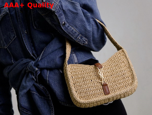 Saint Laurent Le 5 A 7 Mini in Raffia Natural and Brick Replica