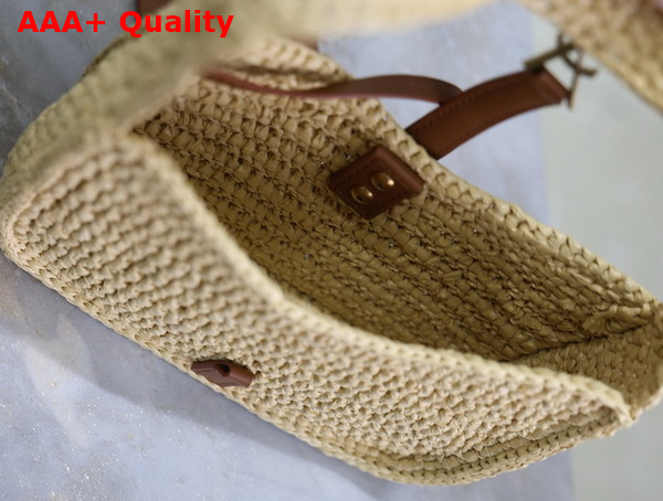 Saint Laurent Le 5 A 7 Mini in Raffia Natural and Brick Replica