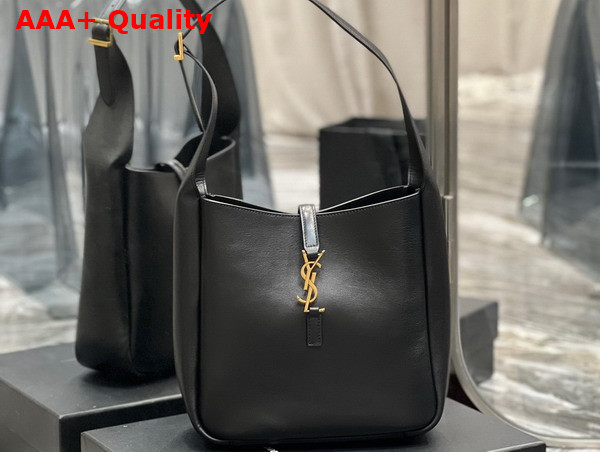 Saint Laurent Le 5 A 7 Soft Small Hobo Bag in Black Smooth Leather Replica