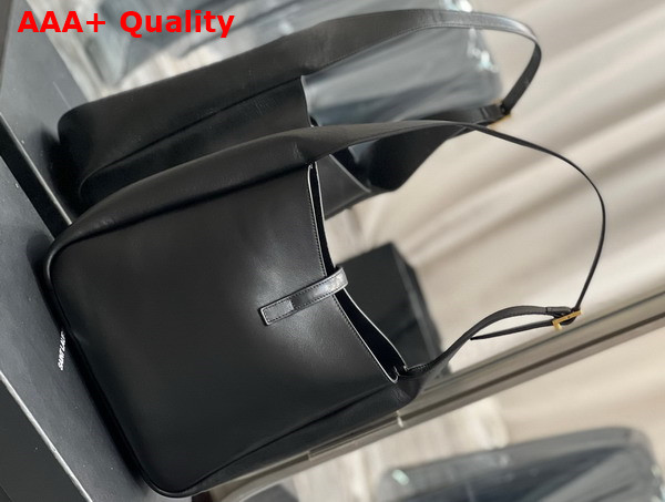 Saint Laurent Le 5 A 7 Soft Small Hobo Bag in Black Smooth Leather Replica