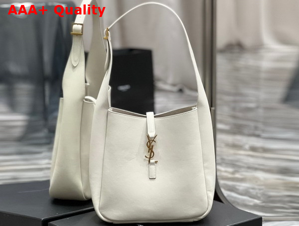 Saint Laurent Le 5 A 7 Soft Small Hobo Bag in Blanc Vintage Smooth Leather Replica