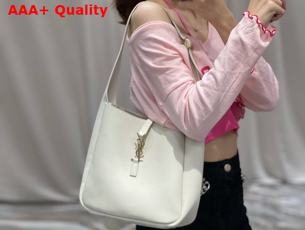 Saint Laurent Le 5 A 7 Soft Small Hobo Bag in Blanc Vintage Smooth Leather Replica