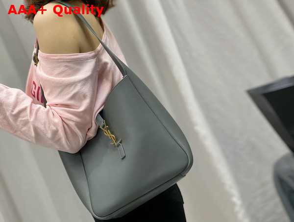 Saint Laurent Le 5 A 7 Soft Small Hobo Bag in Grey Smooth Leather Replica