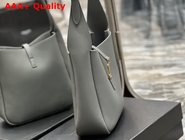 Saint Laurent Le 5 A 7 Soft Small Hobo Bag in Grey Smooth Leather Replica