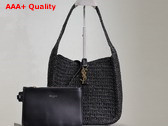 Saint Laurent Le 5 A 7 Supple Small in Black Raffia Replica
