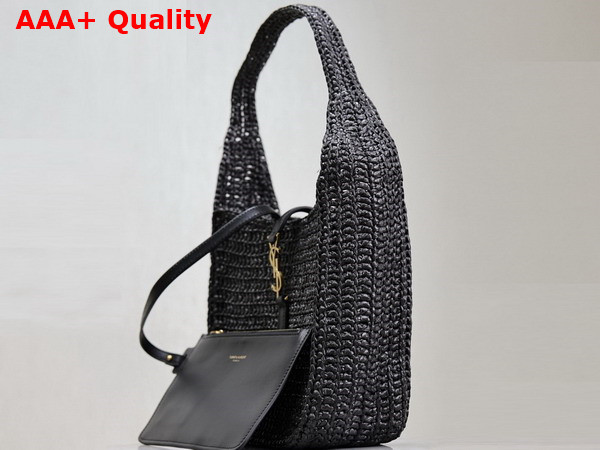Saint Laurent Le 5 A 7 Supple Small in Black Raffia Replica