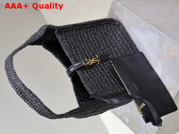 Saint Laurent Le 5 A 7 Supple Small in Black Raffia Replica