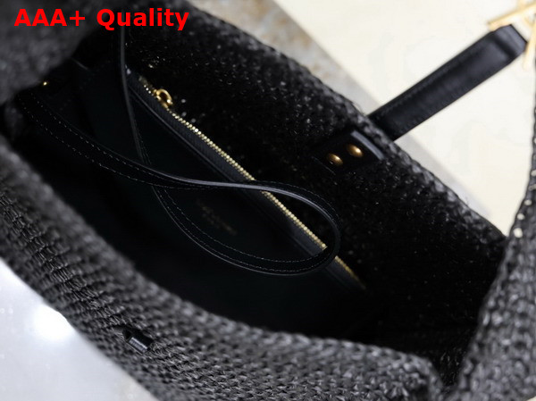Saint Laurent Le 5 A 7 Supple Small in Black Raffia Replica