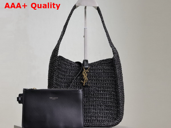 Saint Laurent Le 5 A 7 Supple Small in Black Raffia Replica