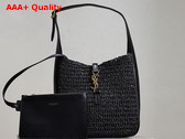 Saint Laurent Le 5 A 7 Supple Small in Raffia and Leather Black Replica