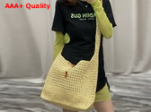 Saint Laurent Le 5 A 7 in Raffia Crochet and Smooth Leather Naturel Replica