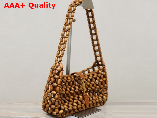 Saint Laurent Le 5 A 7 in Wood Beads Light Wood and Brick 862997 Replica