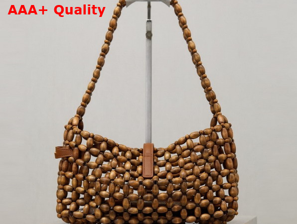 Saint Laurent Le 5 A 7 in Wood Beads Light Wood and Brick 862997 Replica
