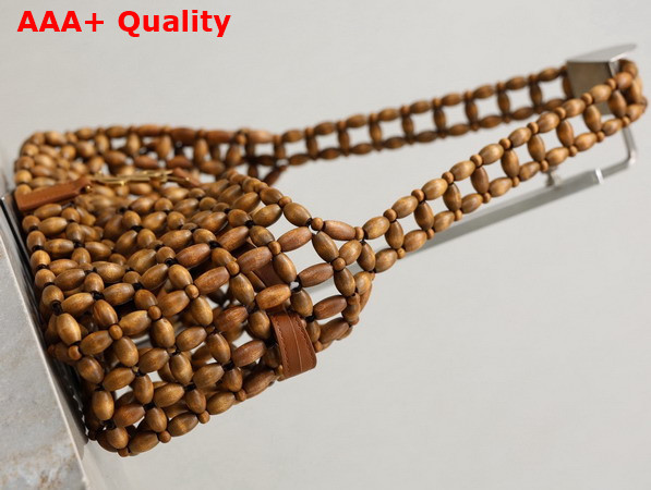 Saint Laurent Le 5 A 7 in Wood Beads Light Wood and Brick 862997 Replica