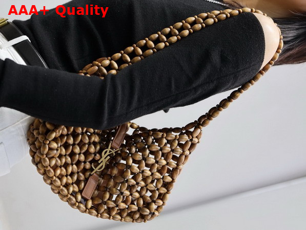 Saint Laurent Le 5 A 7 in Wood Beads Light Wood and Brick 862997 Replica