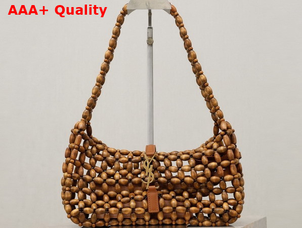 Saint Laurent Le 5 A 7 in Wood Beads Light Wood and Brick 862997 Replica